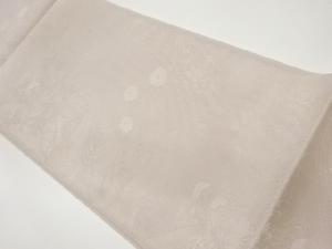 紗 銀通し流水に菊・萩・花々模様織出し袋帯